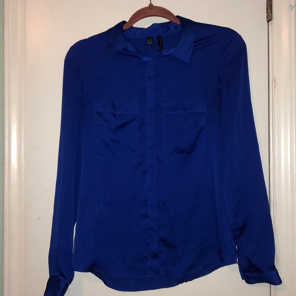 Beautiful royal blue silky blouse